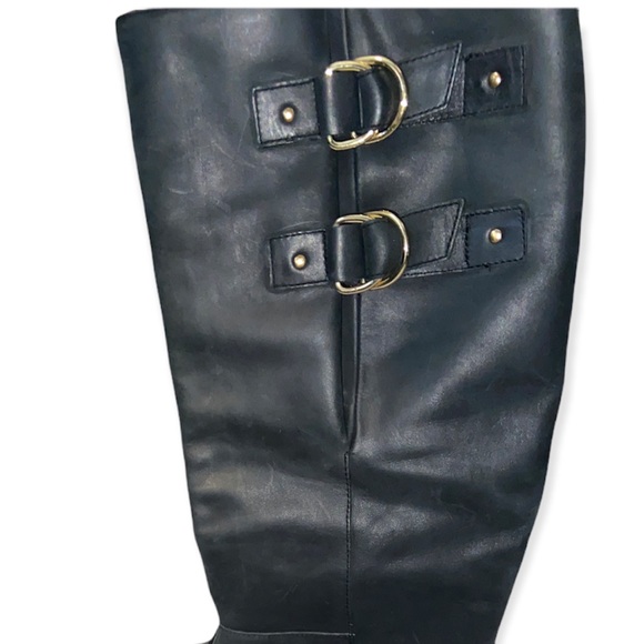 Seychelles Vintage Leather Matte Black Tall Buckle Boots - Picture 4 of 13